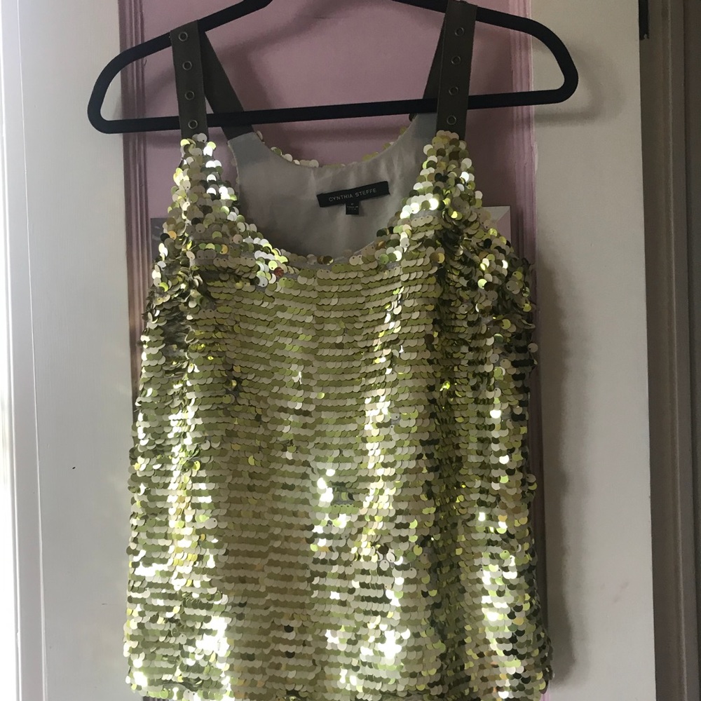 Cynthia Steffe Gold Sequin Tank Top